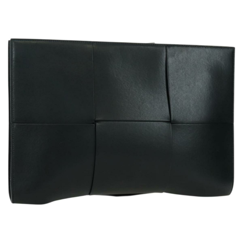 【日本直送】BOTTEGA VENETA MAXI INTRECCIATO 手拿包 皮革 黑色 銀色 正品 BSZ216M-0