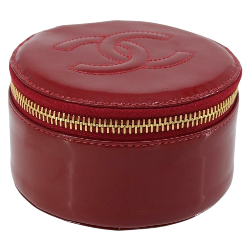 【日本直送】香奈兒 COCO 標誌珠寶盒 漆皮 紅色金色 CC Auth LNZ684V-0