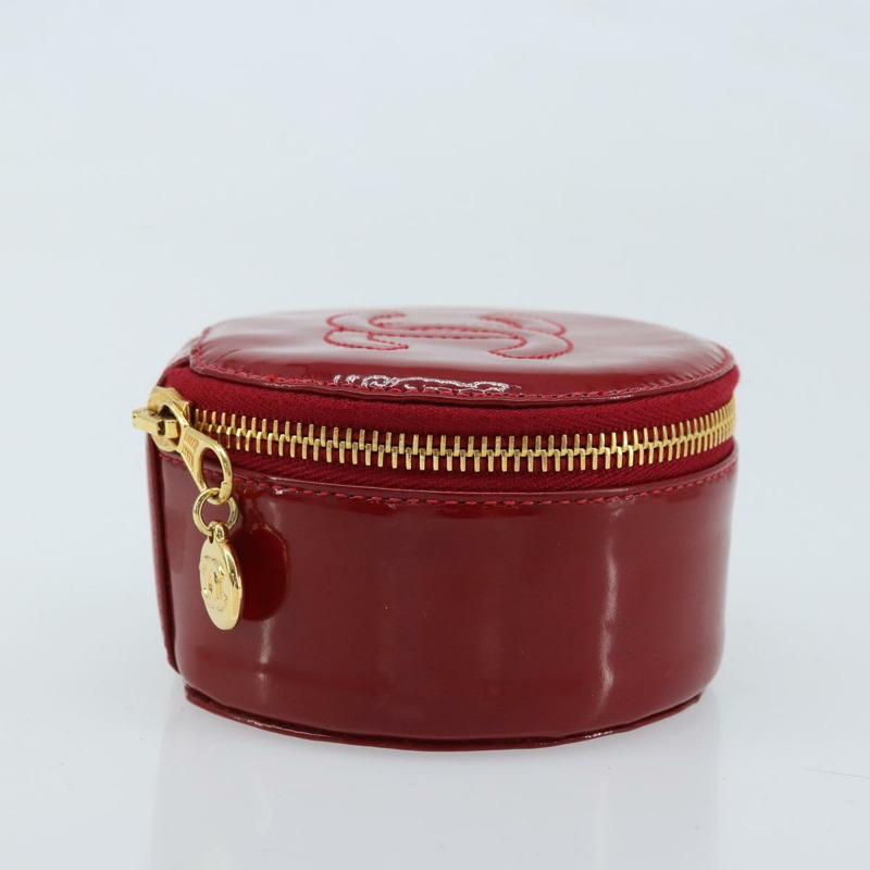【日本直送】香奈兒 COCO 標誌珠寶盒 漆皮 紅色金色 CC Auth LNZ684V-4
