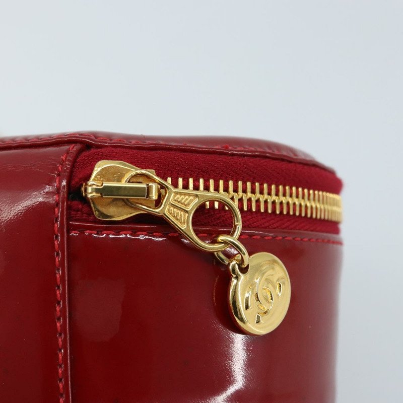 【日本直送】香奈兒 COCO 標誌珠寶盒 漆皮 紅色金色 CC Auth LNZ684V-11