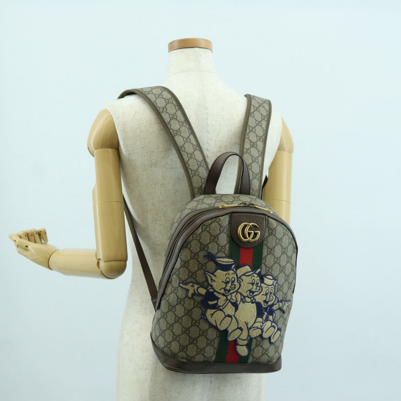 【日本直送】GUCCI GUCCI x Disney GG Supreme Web Sherry Line PVC 米色 552884 Auth LNZ826M-29