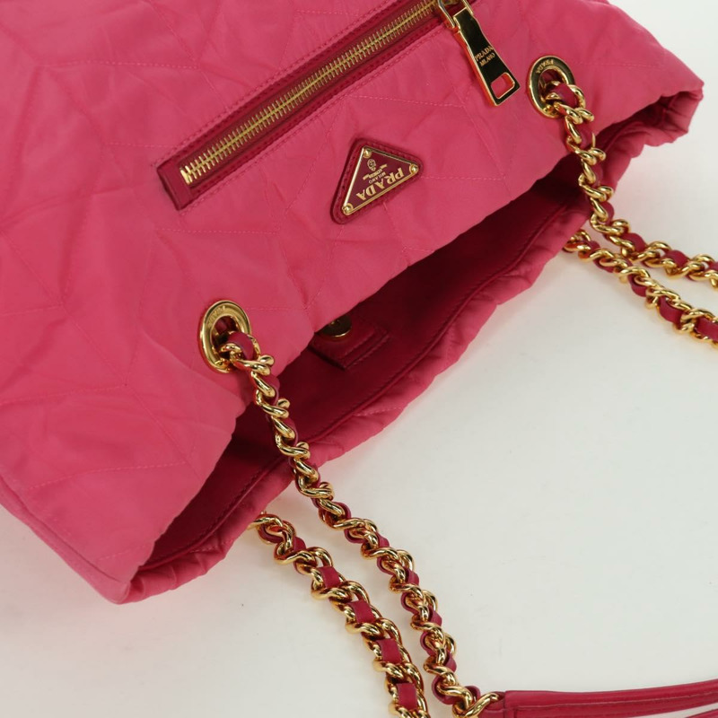 【日本直送】PRADA 鏈條托特包 尼龍 金粉色 正品 am10964V-5