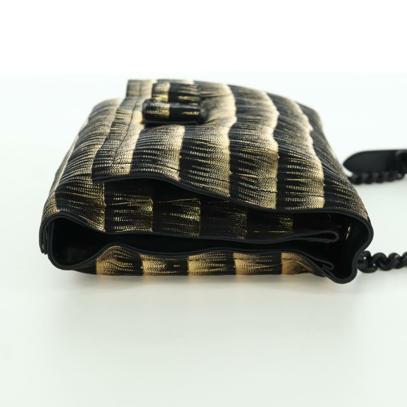 【日本直送】Salvatore Ferragamo Vala 鏈條單肩包 皮革 黑色 金色 正品 am11001V-4