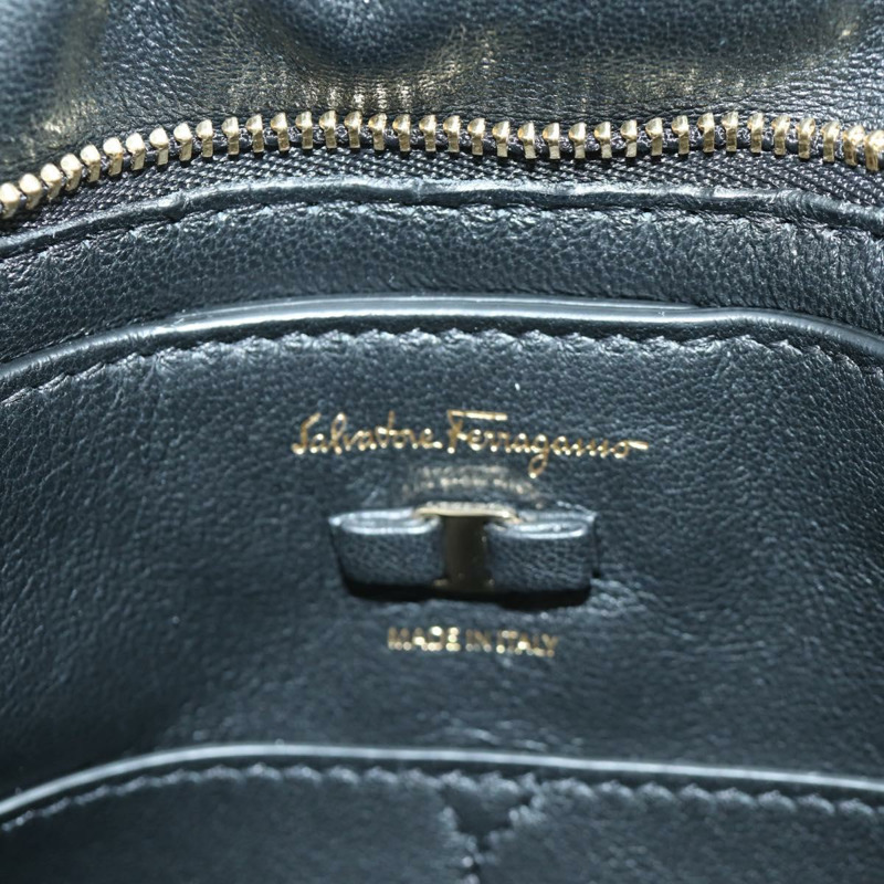 【日本直送】Salvatore Ferragamo Vala 鏈條單肩包 皮革 黑色 金色 正品 am11001V-17