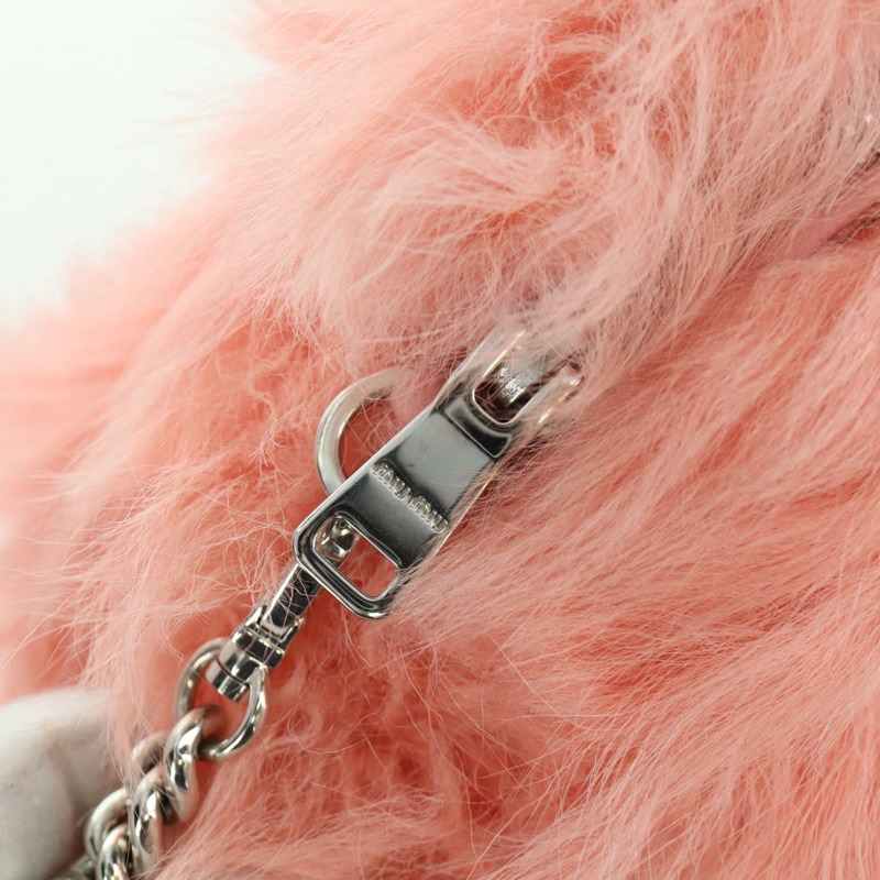 【日本直送】Miu Miu 鏈條單肩包 粉紅銀色毛絨款 正品 ARZ527M-15