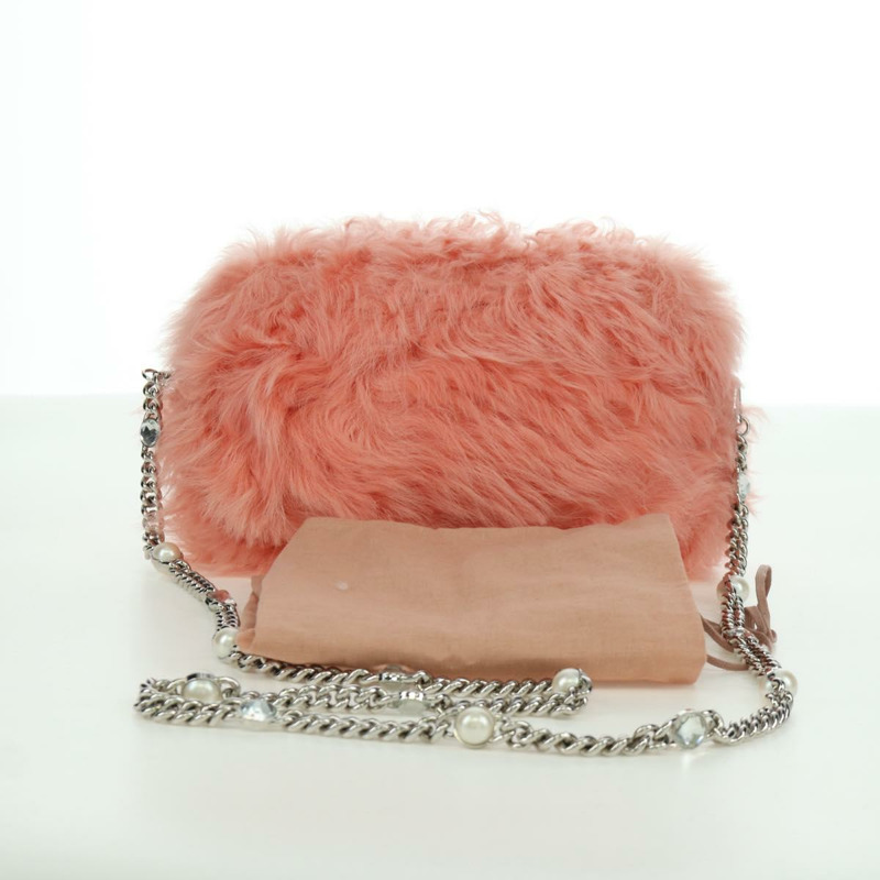 【日本直送】Miu Miu 鏈條單肩包 粉紅銀色毛絨款 正品 ARZ527M-24