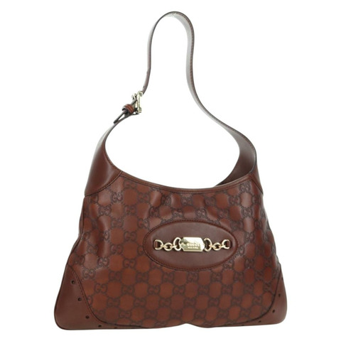 GUCCI GG帆布Guccissima單肩包 皮革 棕色 金色 145778 正品 ARZ576SAV