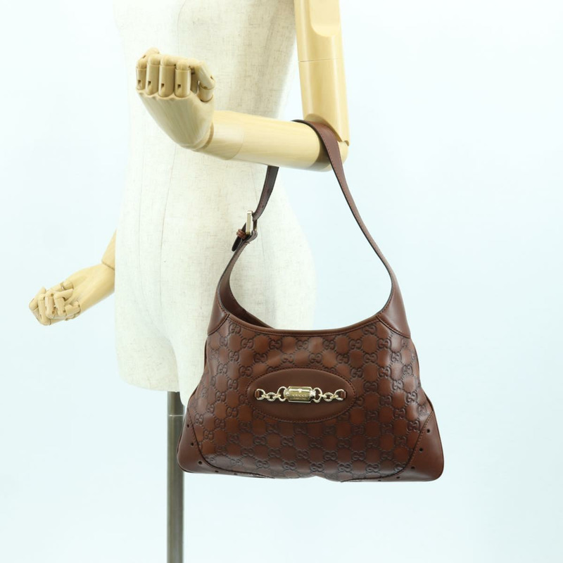 【日本直送】GUCCI GG帆布Guccissima單肩包 皮革 棕色 金色 145778 正品 ARZ576SAV-22