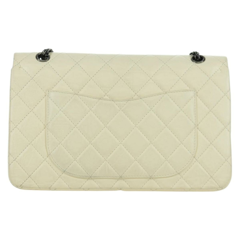 【日本直送】香奈兒 Matelasse 2.55 雙蓋鏈條包 白色皮革 CC Auth ARZ713V-2