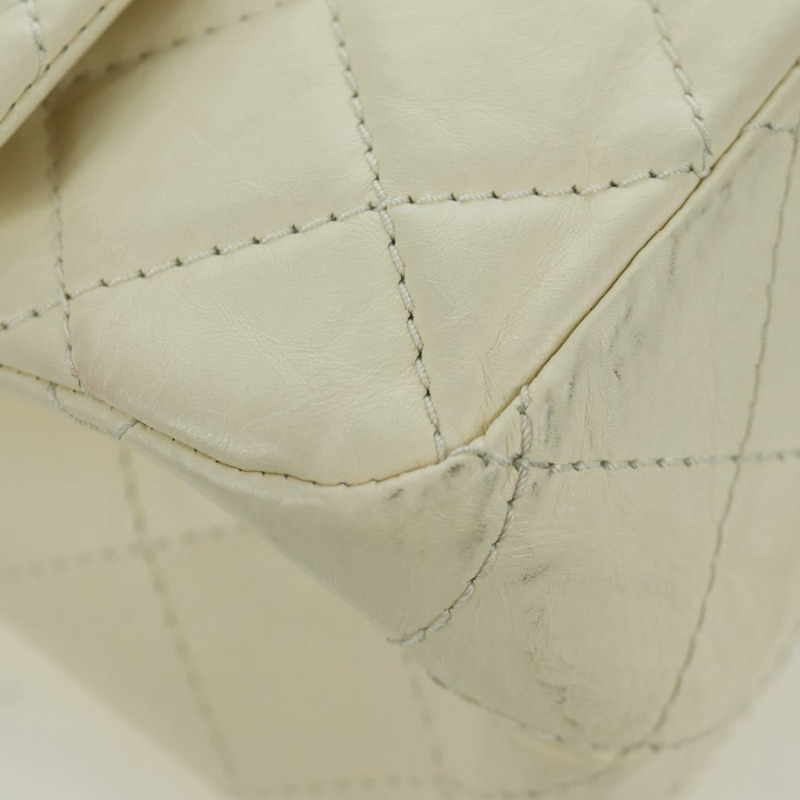 【日本直送】香奈兒 Matelasse 2.55 雙蓋鏈條包 白色皮革 CC Auth ARZ713V-10