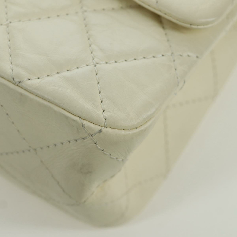 【日本直送】香奈兒 Matelasse 2.55 雙蓋鏈條包 白色皮革 CC Auth ARZ713V-11