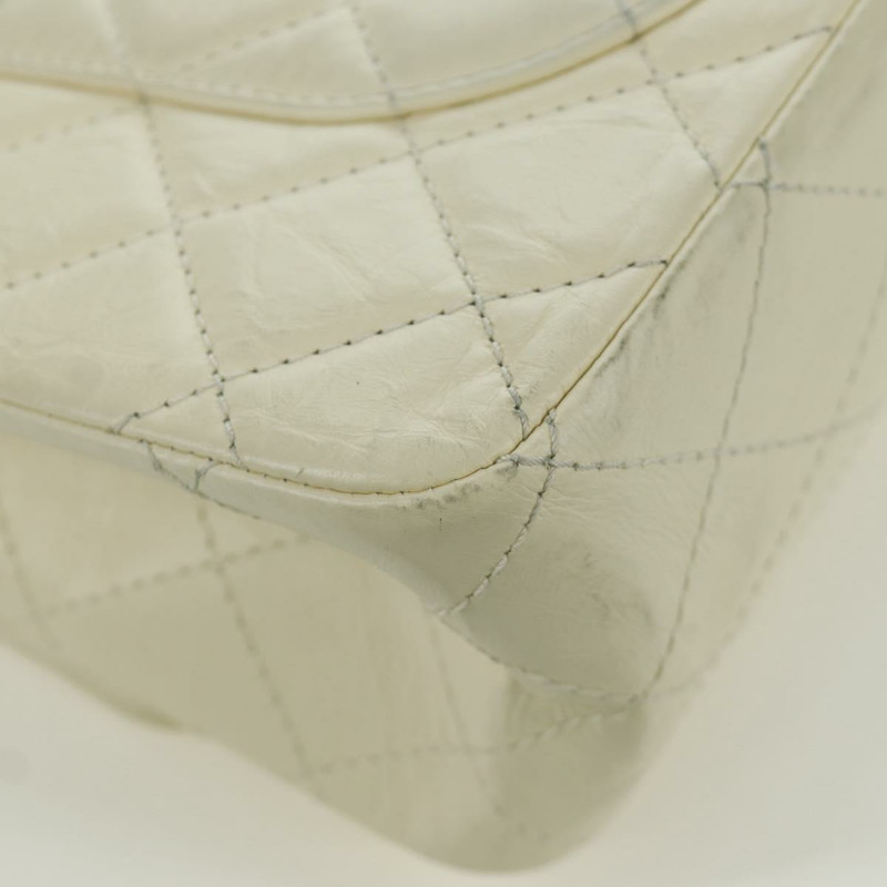【日本直送】香奈兒 Matelasse 2.55 雙蓋鏈條包 白色皮革 CC Auth ARZ713V-12