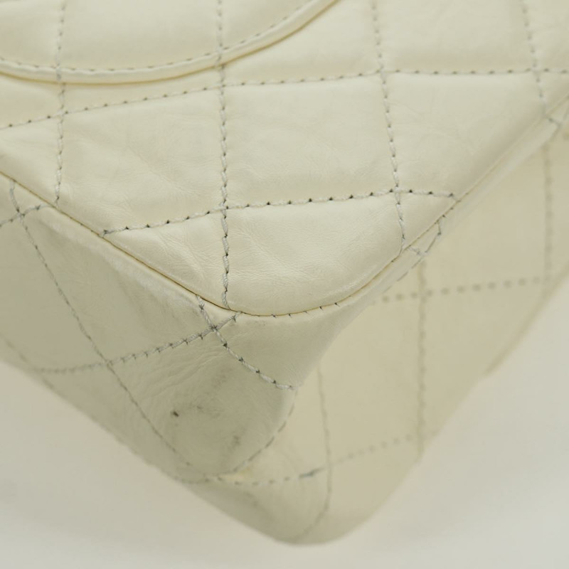 【日本直送】香奈兒 Matelasse 2.55 雙蓋鏈條包 白色皮革 CC Auth ARZ713V-13