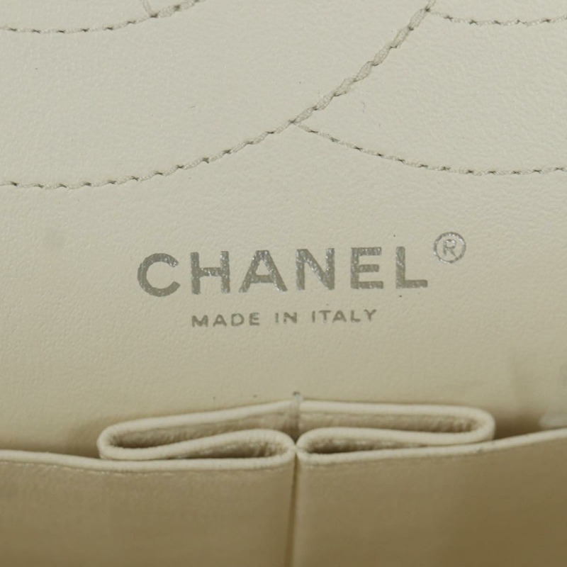 【日本直送】香奈兒 Matelasse 2.55 雙蓋鏈條包 白色皮革 CC Auth ARZ713V-20