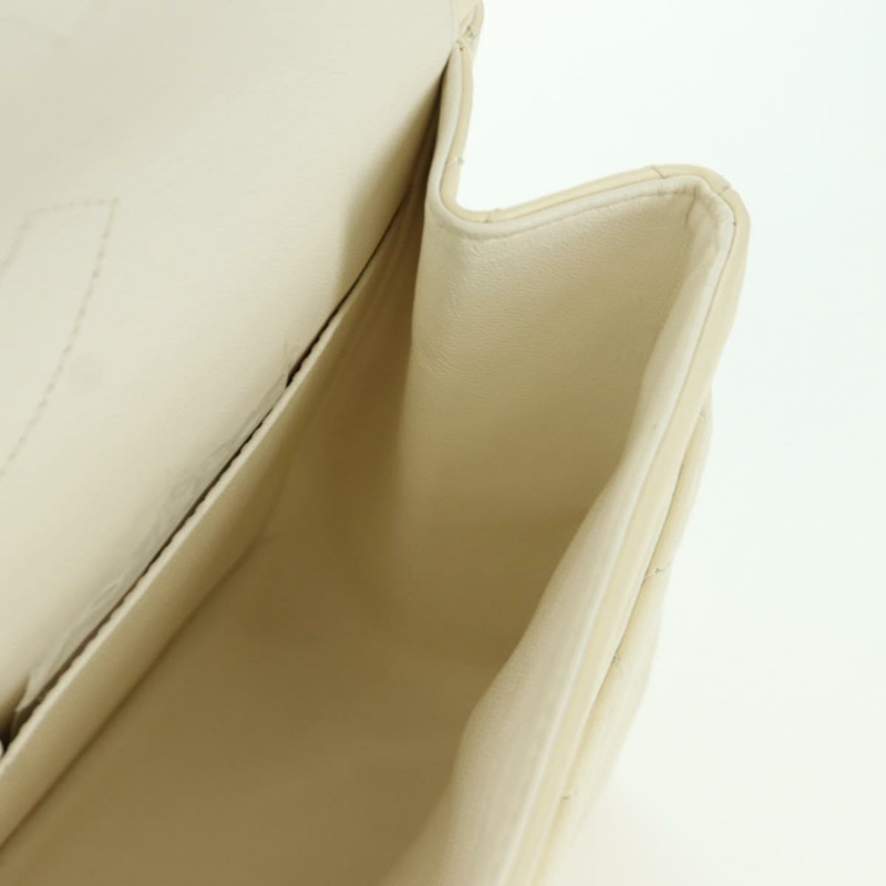 【日本直送】香奈兒 Matelasse 2.55 雙蓋鏈條包 白色皮革 CC Auth ARZ713V-22