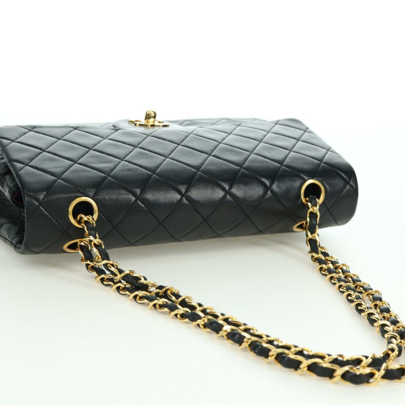 【日本直送】香奈兒 Matelasse 25 雙蓋鏈條包 羊皮 金色 黑色 CC Auth ARZ719SAV-5