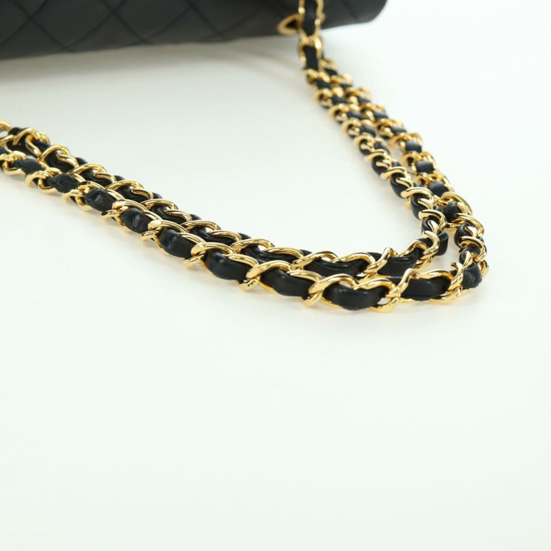 【日本直送】香奈兒 Matelasse 25 雙蓋鏈條包 羊皮 金色 黑色 CC Auth ARZ719SAV-6