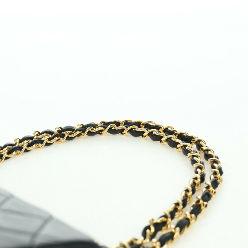 【日本直送】香奈兒 Matelasse 25 雙蓋鏈條包 羊皮 金色 黑色 CC Auth ARZ719SAV-7