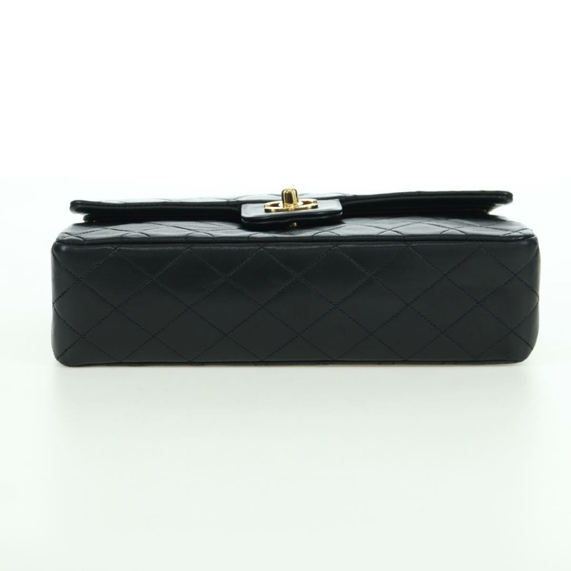 【日本直送】香奈兒 Matelasse 25 雙蓋鏈條包 羊皮 金色 黑色 CC Auth ARZ719SAV-9