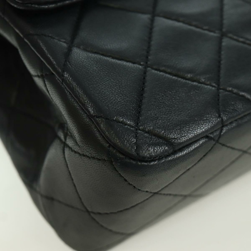 【日本直送】香奈兒 Matelasse 25 雙蓋鏈條包 羊皮 金色 黑色 CC Auth ARZ719SAV-10