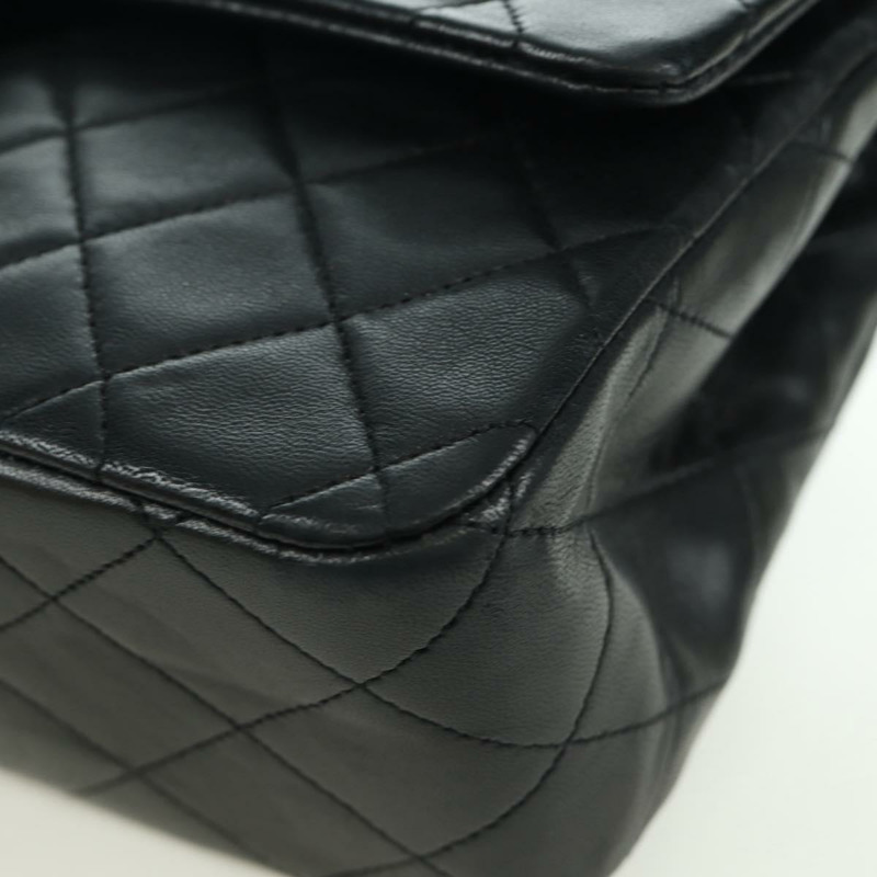 【日本直送】香奈兒 Matelasse 25 雙蓋鏈條包 羊皮 金色 黑色 CC Auth ARZ719SAV-11