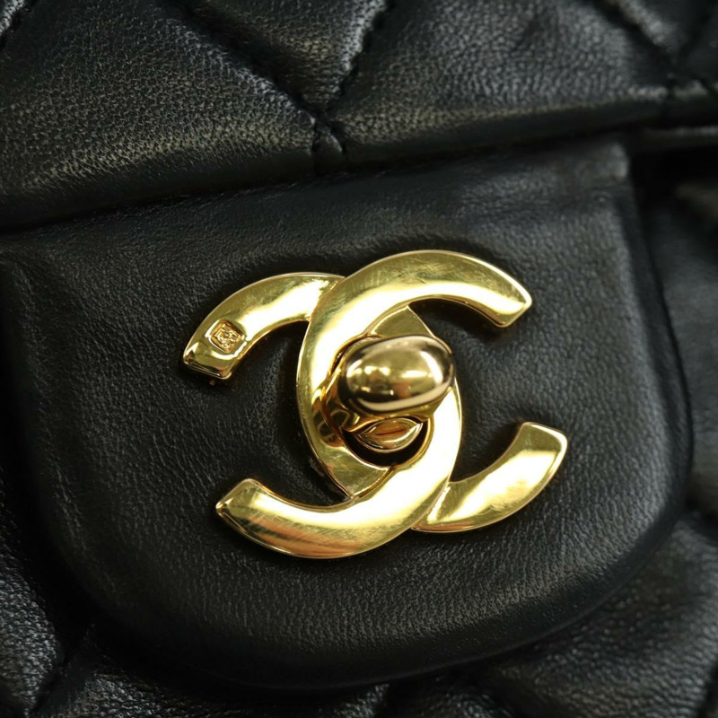 【日本直送】香奈兒 Matelasse 25 雙蓋鏈條包 羊皮 金色 黑色 CC Auth ARZ719SAV-14