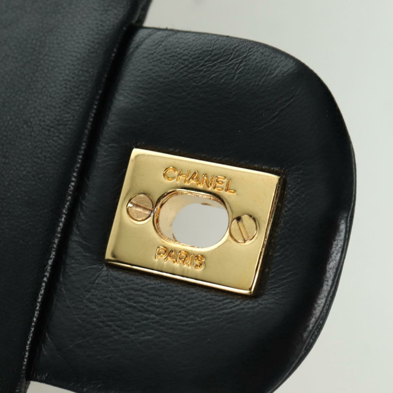 【日本直送】香奈兒 Matelasse 25 雙蓋鏈條包 羊皮 金色 黑色 CC Auth ARZ719SAV-16