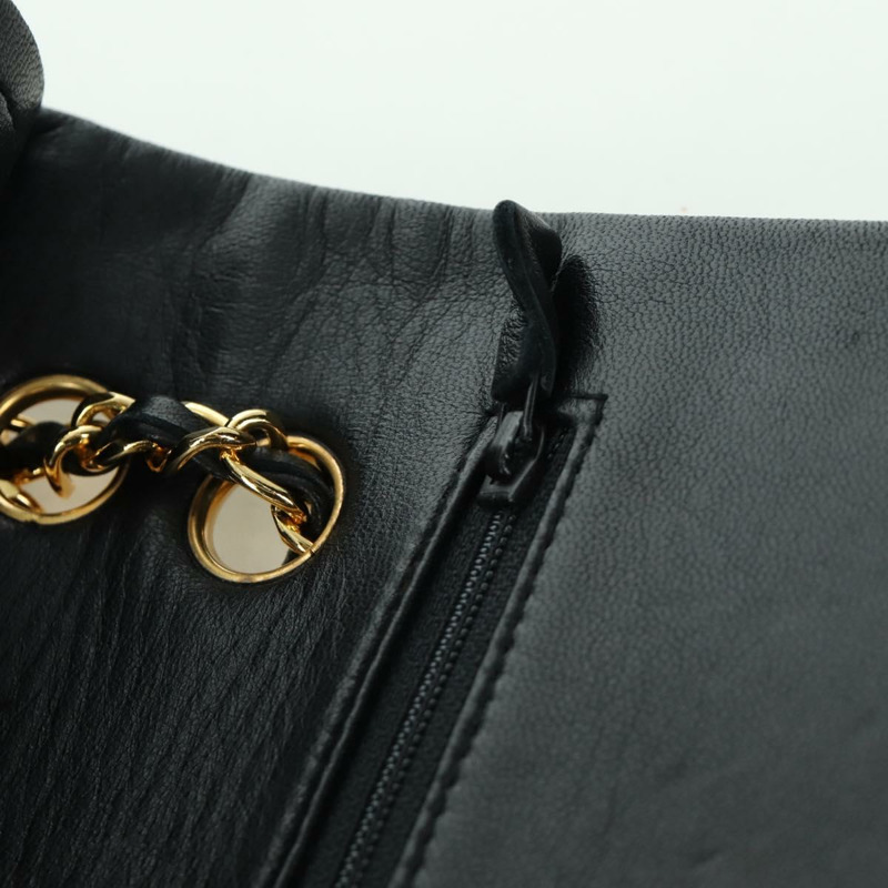 【日本直送】香奈兒 Matelasse 25 雙蓋鏈條包 羊皮 金色 黑色 CC Auth ARZ719SAV-17