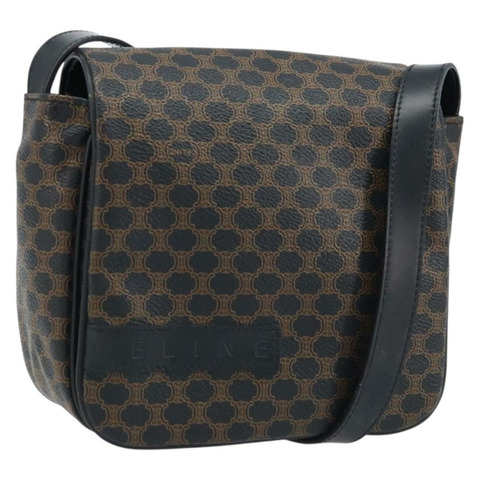 CELINE Macadam帆布肩背包 PVC皮革 黑色金色 正品 ARZ679A