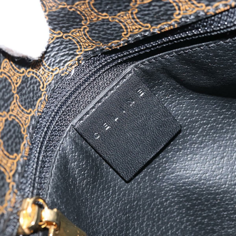 【日本直送】CELINE Macadam帆布肩背包 PVC皮革 黑色金色 正品 ARZ679A-14