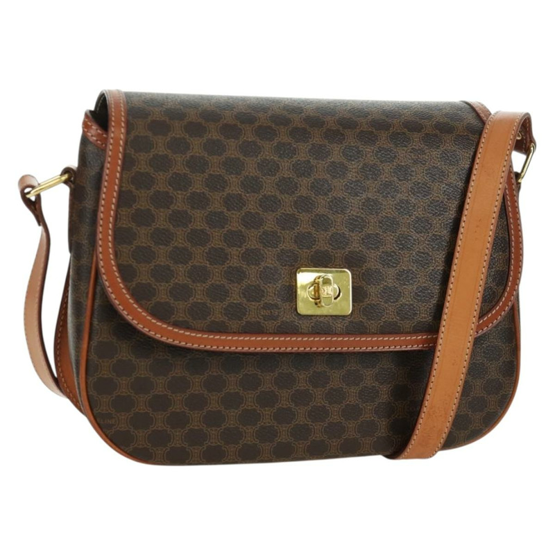 【日本直送】CELINE Macadam帆布肩背包 PVC皮革 棕色 金色 正品 ep13824A-0