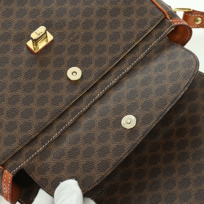 【日本直送】CELINE Macadam帆布肩背包 PVC皮革 棕色 金色 正品 ep13824A-18