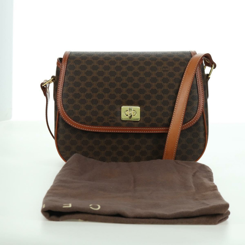 【日本直送】CELINE Macadam帆布肩背包 PVC皮革 棕色 金色 正品 ep13824A-28