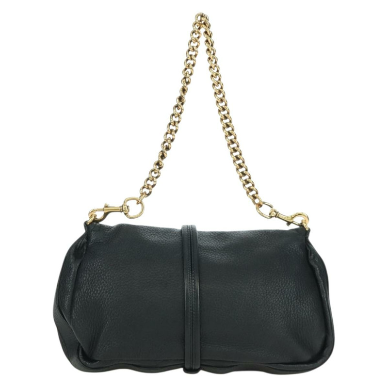 【日本直送】GUCCI 竹節鏈條單肩包 皮革 黑色 金色 235320 正品 ARZ586SAV-2