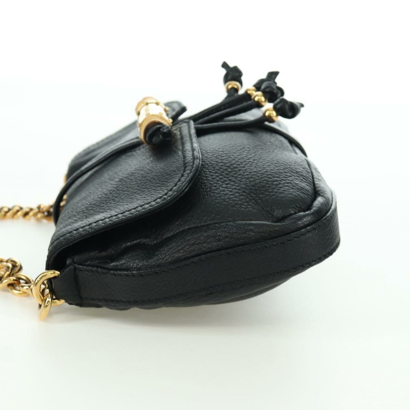 【日本直送】GUCCI 竹節鏈條單肩包 皮革 黑色 金色 235320 正品 ARZ586SAV-3