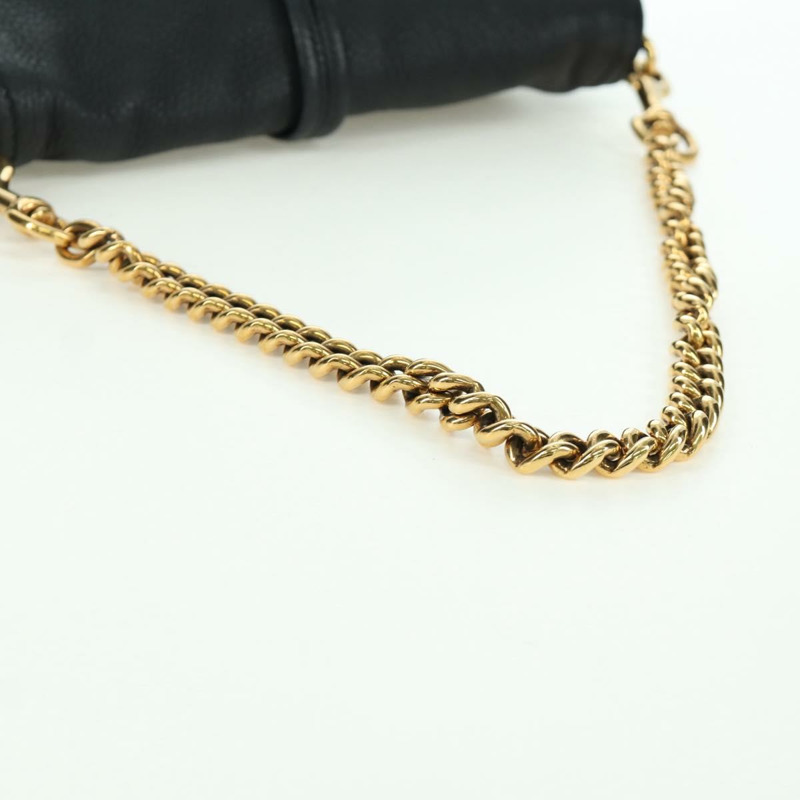 【日本直送】GUCCI 竹節鏈條單肩包 皮革 黑色 金色 235320 正品 ARZ586SAV-6