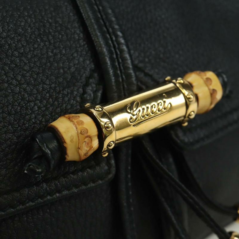 【日本直送】GUCCI 竹節鏈條單肩包 皮革 黑色 金色 235320 正品 ARZ586SAV-13
