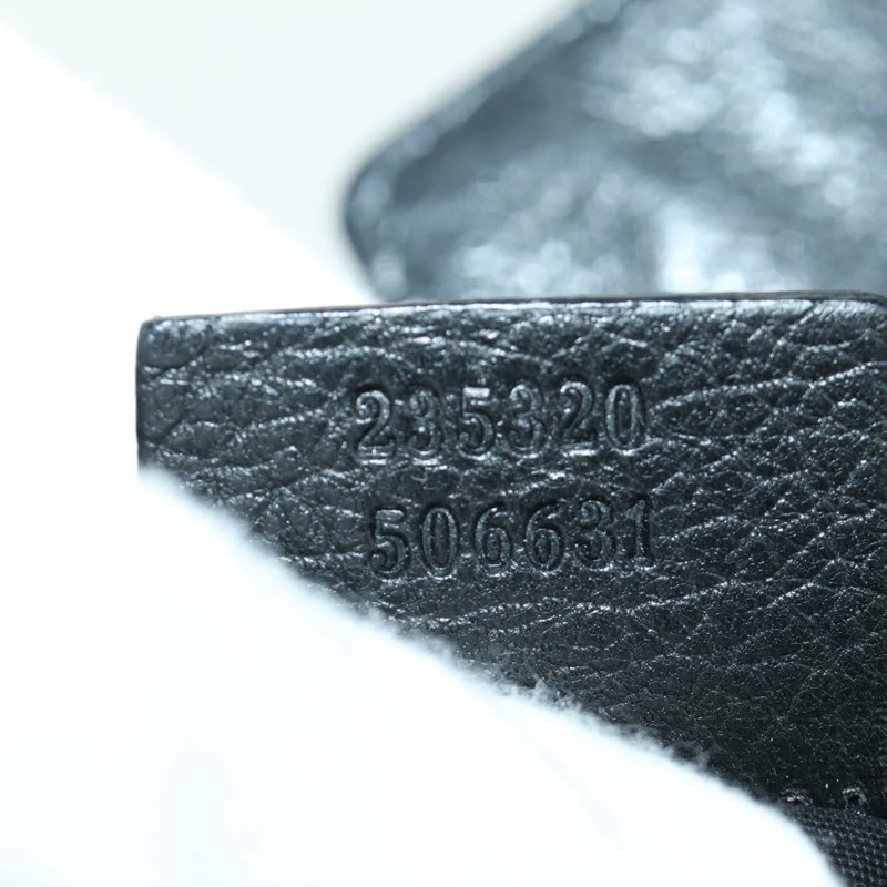 【日本直送】GUCCI 竹節鏈條單肩包 皮革 黑色 金色 235320 正品 ARZ586SAV-21