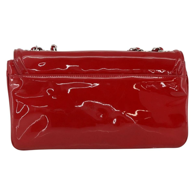 【日本直送】香奈兒 (CHANEL) 漆皮鏈肩背包 紅色 銀色 CC 標誌 正品 ka3072V-2