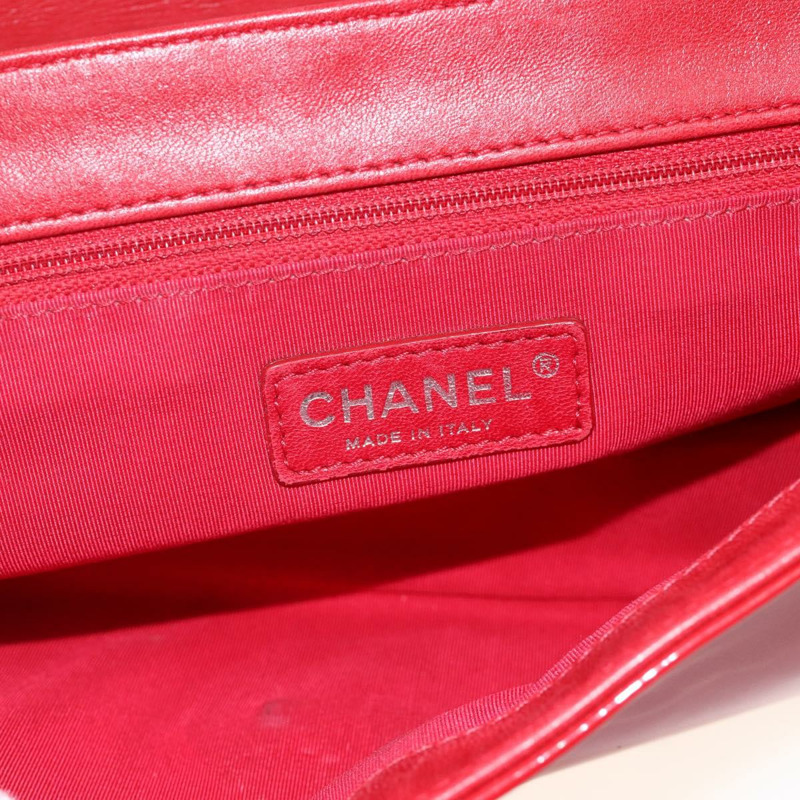 【日本直送】香奈兒 (CHANEL) 漆皮鏈肩背包 紅色 銀色 CC 標誌 正品 ka3072V-14