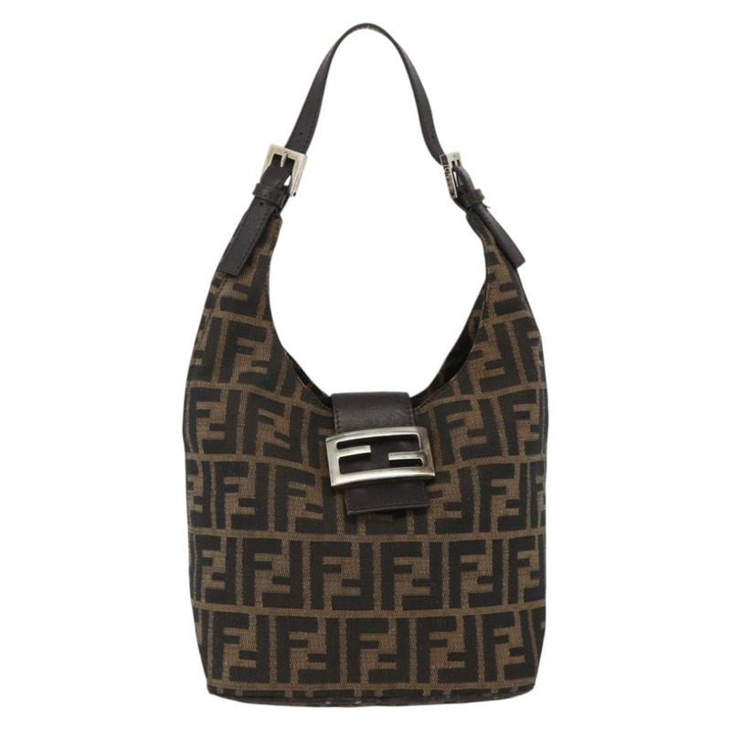 【日本直送】FENDI Zucca帆布Mamma Baguette單肩包 棕色/黑色 正品 gh2021A-1