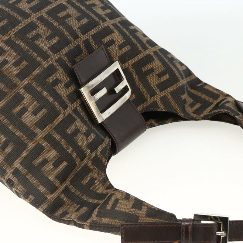 【日本直送】FENDI Zucca帆布Mamma Baguette單肩包 棕色/黑色 正品 gh2021A-5