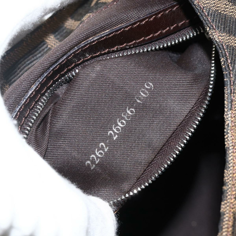 【日本直送】FENDI Zucca帆布Mamma Baguette單肩包 棕色/黑色 正品 gh2021A-20