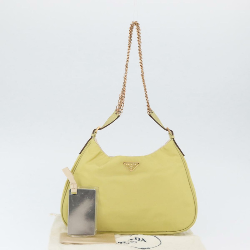 【日本直送】PRADA 尼龍黃金色鏈條單肩包 正品 LNZ1020A-22