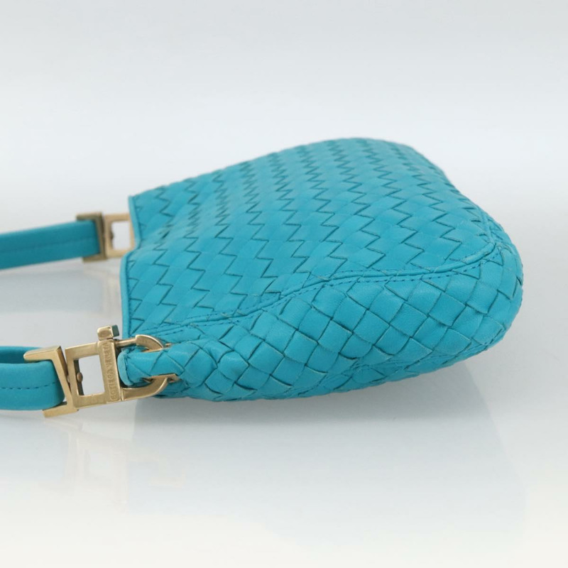 【日本直送】BOTTEGA VENETA INTRECCIATO 皮革肩背包，綠松石藍金色，正品 BSZ499A-3