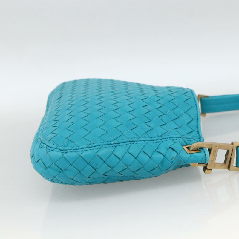 【日本直送】BOTTEGA VENETA INTRECCIATO 皮革肩背包，綠松石藍金色，正品 BSZ499A-4