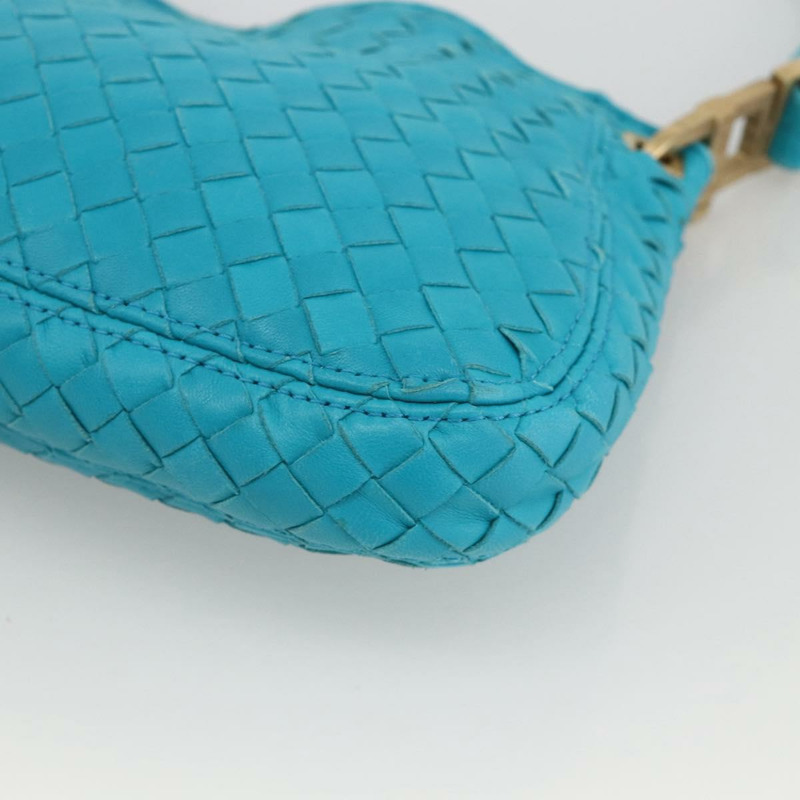 【日本直送】BOTTEGA VENETA INTRECCIATO 皮革肩背包，綠松石藍金色，正品 BSZ499A-9