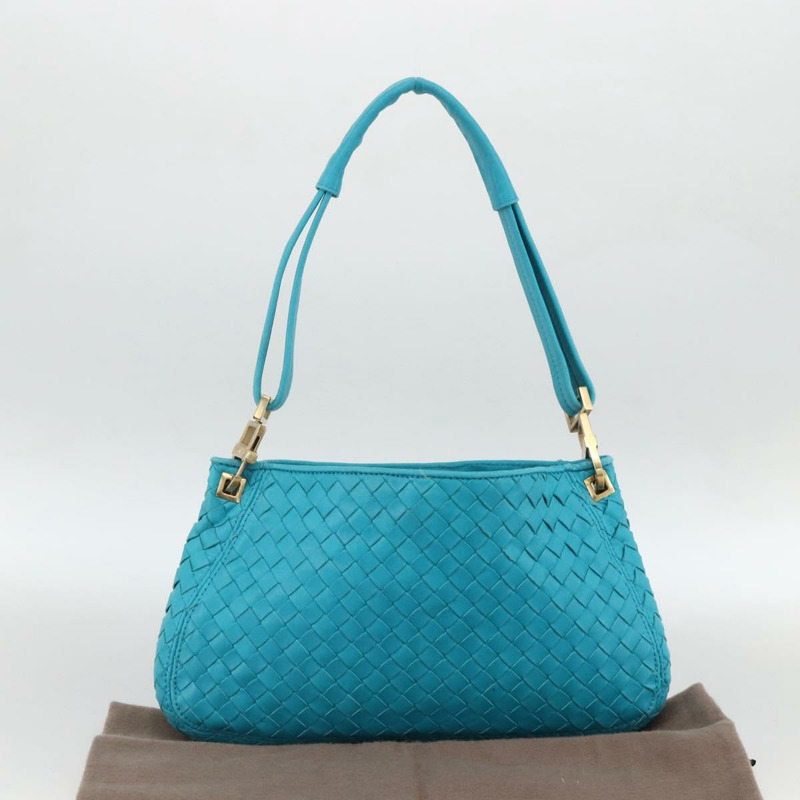 【日本直送】BOTTEGA VENETA INTRECCIATO 皮革肩背包，綠松石藍金色，正品 BSZ499A-22