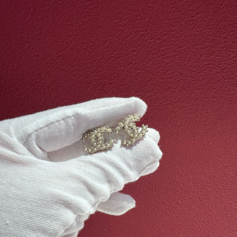 香奈儿/Chanel 20V经典双C 水钻珍珠耳环-2