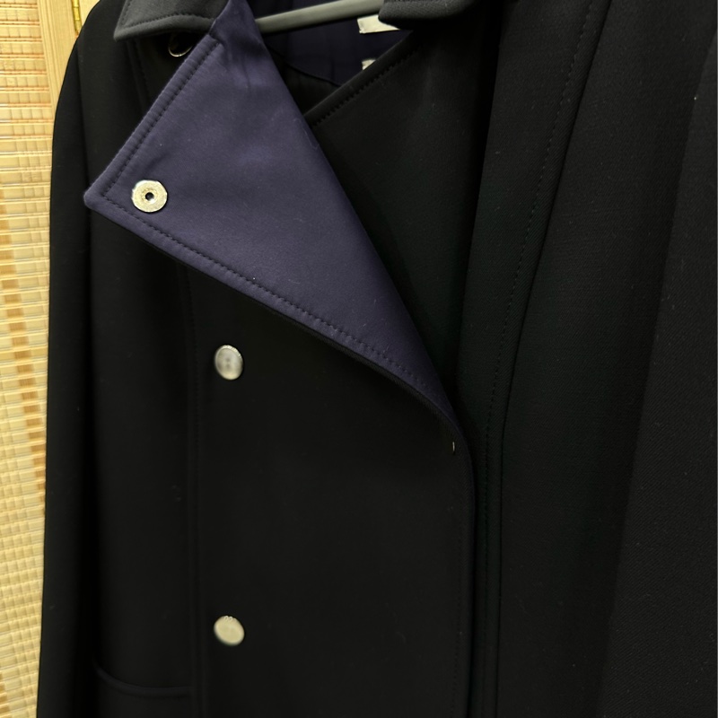 Hermes 愛馬仕黑色羊毛呢大衣38碼-2